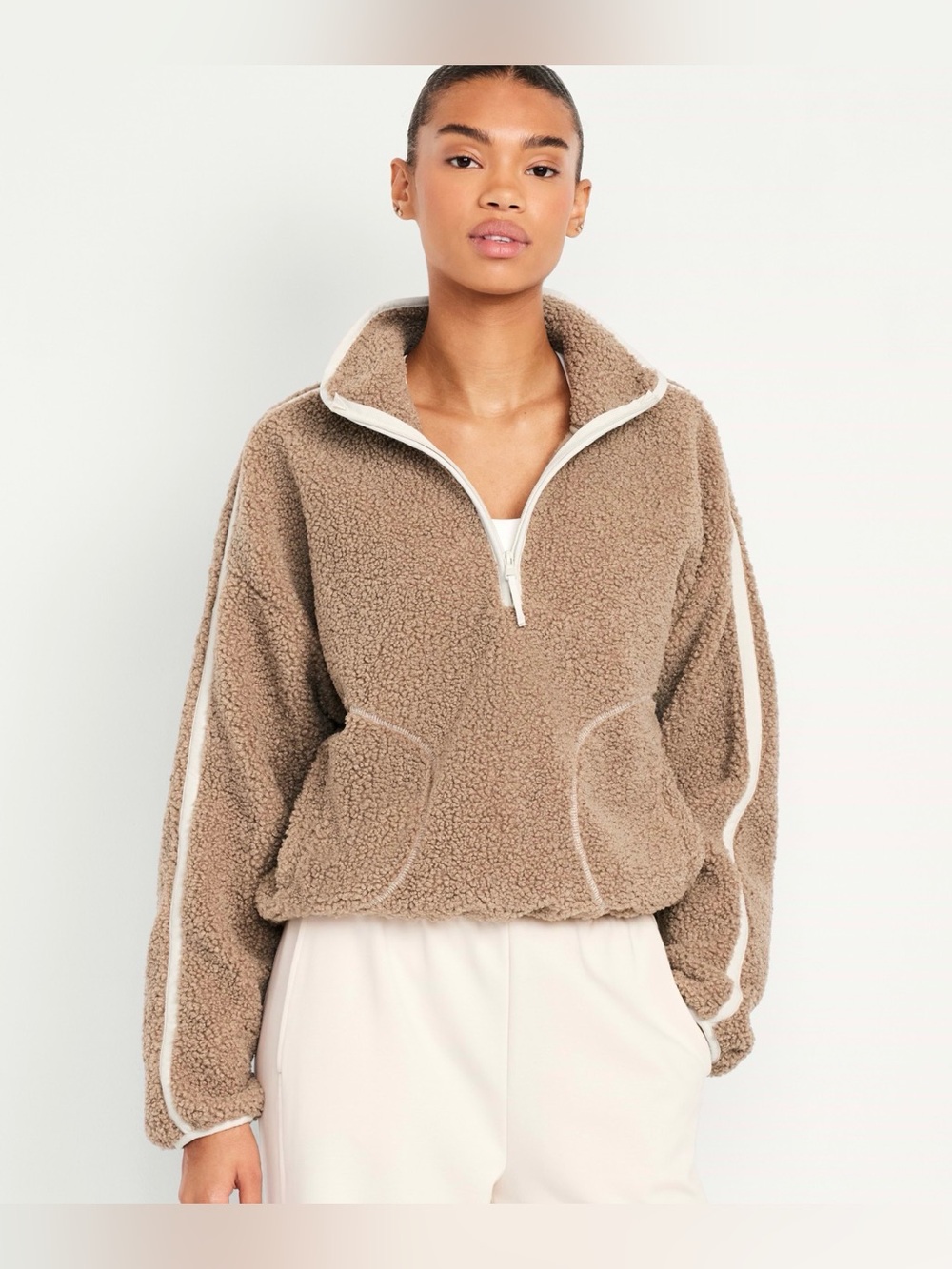Old Navy Teddy Brown Half Zip Fleece